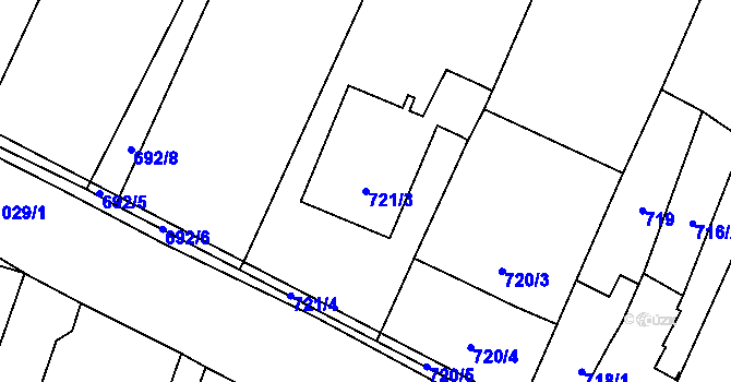 Parcela st. 721/3 v KÚ Tetčice, Katastrální mapa