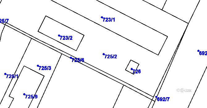 Parcela st. 725/2 v KÚ Tetčice, Katastrální mapa