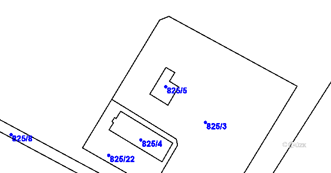 Parcela st. 825/5 v KÚ Tetčice, Katastrální mapa