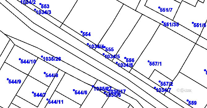 Parcela st. 1034/5 v KÚ Tetčice, Katastrální mapa