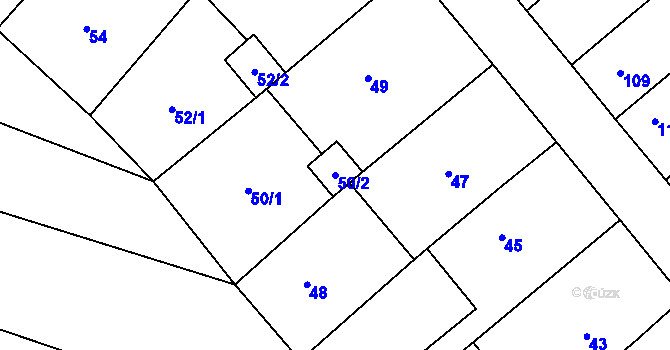 Parcela st. 50/2 v KÚ Tetčice, Katastrální mapa