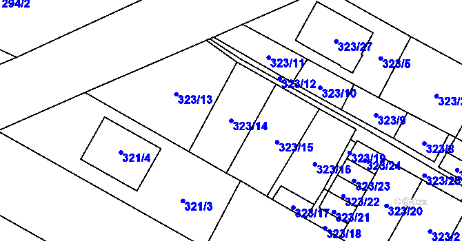 Parcela st. 323/14 v KÚ Tetčice, Katastrální mapa