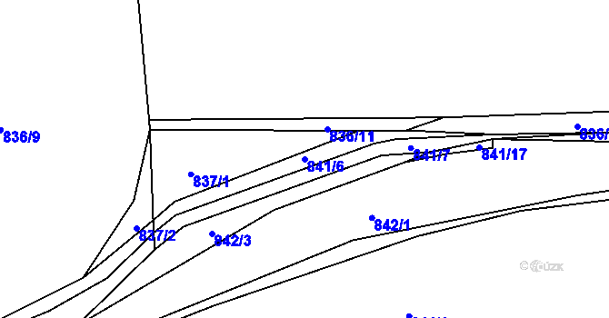 Parcela st. 841/6 v KÚ Tetčice, Katastrální mapa