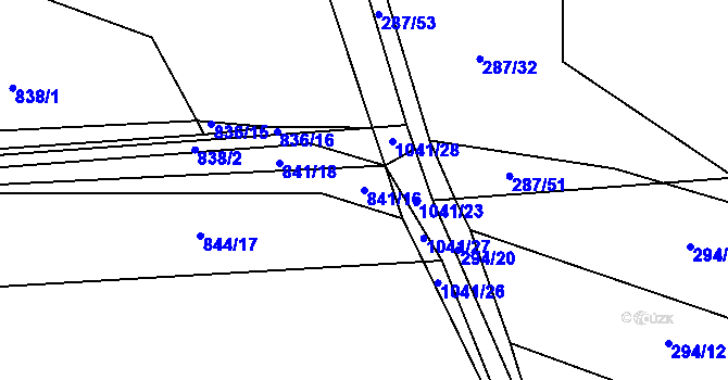 Parcela st. 841/16 v KÚ Tetčice, Katastrální mapa