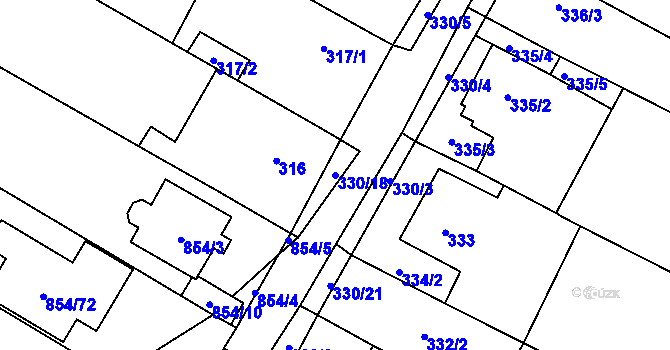 Parcela st. 330/18 v KÚ Tetčice, Katastrální mapa