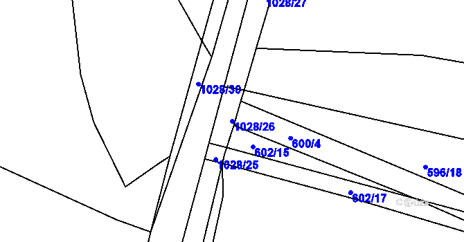 Parcela st. 1028/26 v KÚ Tetčice, Katastrální mapa