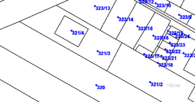 Parcela st. 321/3 v KÚ Tetčice, Katastrální mapa