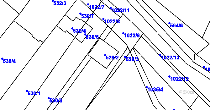 Parcela st. 529/2 v KÚ Tetčice, Katastrální mapa