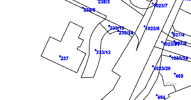 Parcela st. 233/12 v KÚ Tetčice, Katastrální mapa