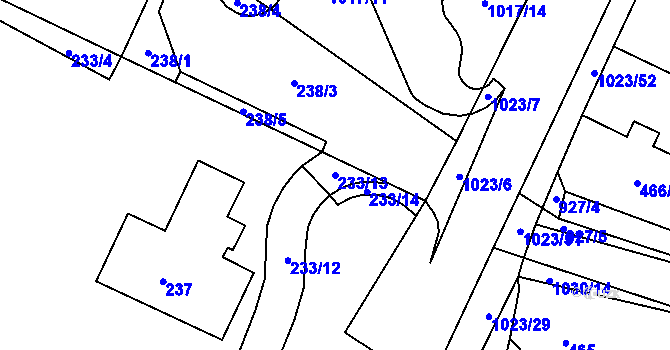 Parcela st. 233/13 v KÚ Tetčice, Katastrální mapa