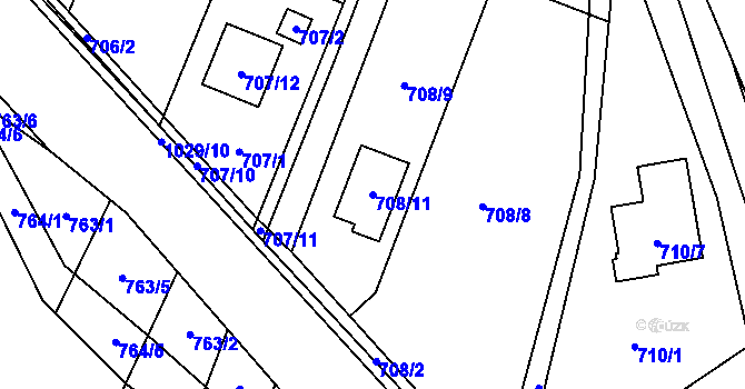 Parcela st. 708/11 v KÚ Tetčice, Katastrální mapa