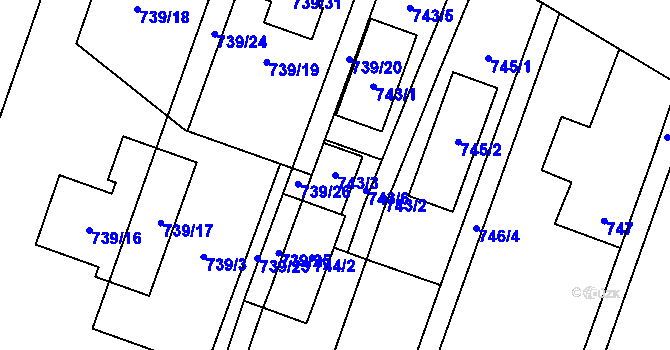 Parcela st. 743/3 v KÚ Tetčice, Katastrální mapa