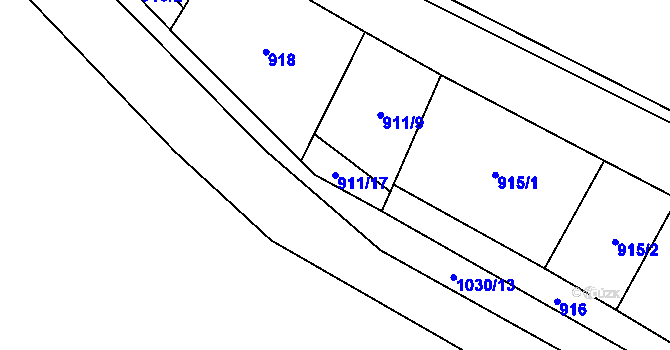 Parcela st. 911/17 v KÚ Tetčice, Katastrální mapa