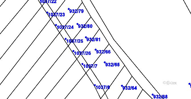 Parcela st. 932/66 v KÚ Tetčice, Katastrální mapa