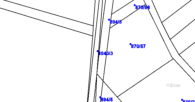 Parcela st. 1043/3 v KÚ Tetčice, Katastrální mapa