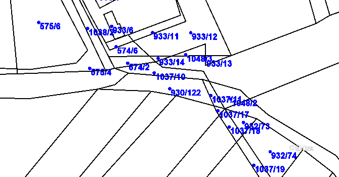 Parcela st. 930/122 v KÚ Tetčice, Katastrální mapa