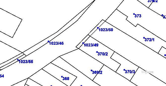 Parcela st. 1023/49 v KÚ Tetčice, Katastrální mapa