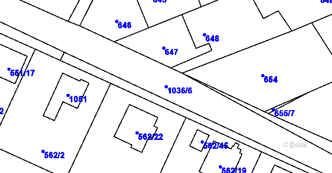 Parcela st. 1036/6 v KÚ Tetčice, Katastrální mapa