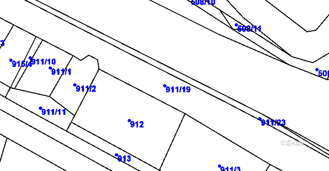 Parcela st. 911/19 v KÚ Tetčice, Katastrální mapa
