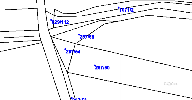 Parcela st. 287/52 v KÚ Tetčice, Katastrální mapa