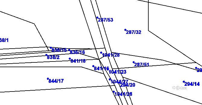 Parcela st. 1041/28 v KÚ Tetčice, Katastrální mapa