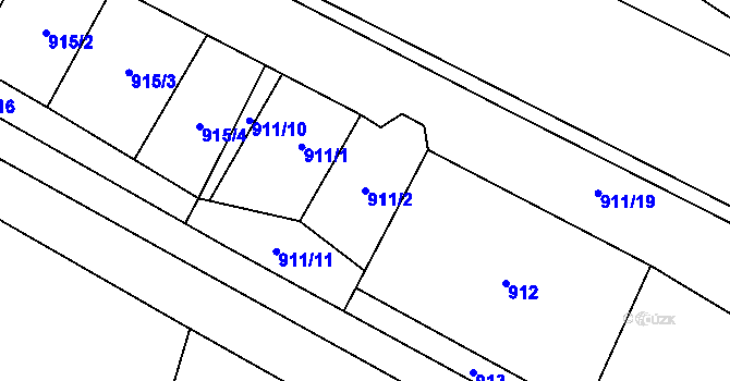 Parcela st. 911/2 v KÚ Tetčice, Katastrální mapa