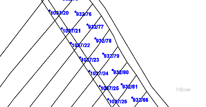 Parcela st. 932/79 v KÚ Tetčice, Katastrální mapa