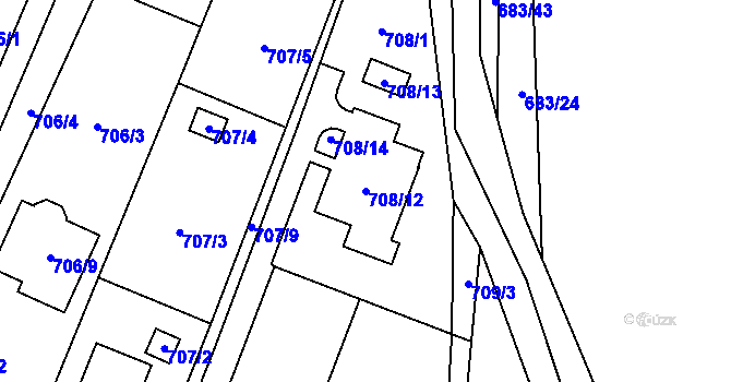 Parcela st. 708/12 v KÚ Tetčice, Katastrální mapa