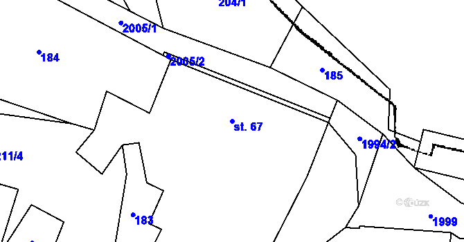 Parcela st. 67 v KÚ Rochov u Tetčiněvsi, Katastrální mapa