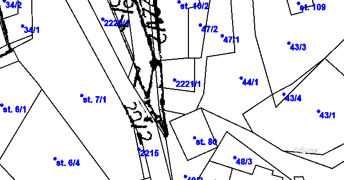 Parcela st. 2221 v KÚ Rochov u Tetčiněvsi, Katastrální mapa