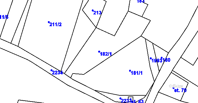 Parcela st. 182/1 v KÚ Rochov u Tetčiněvsi, Katastrální mapa