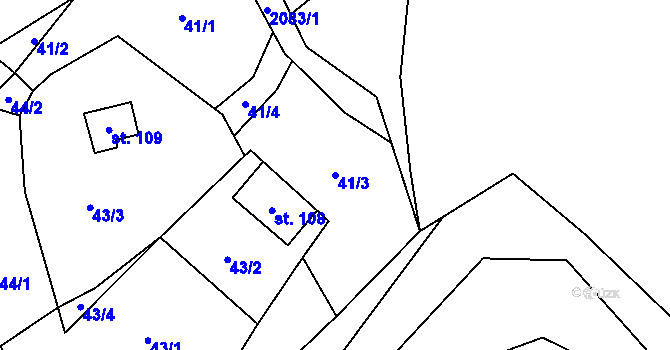 Parcela st. 41/3 v KÚ Rochov u Tetčiněvsi, Katastrální mapa