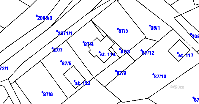 Parcela st. 114 v KÚ Tetčiněves, Katastrální mapa