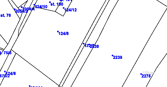 Parcela st. 122/3 v KÚ Tetčiněves, Katastrální mapa