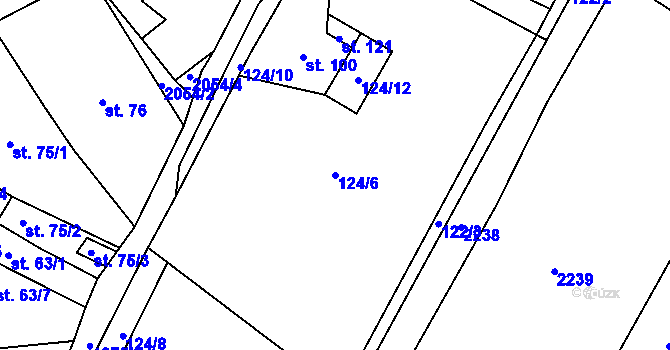 Parcela st. 124/6 v KÚ Tetčiněves, Katastrální mapa