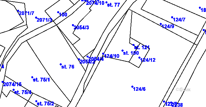 Parcela st. 124/10 v KÚ Tetčiněves, Katastrální mapa