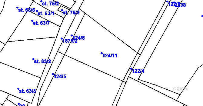 Parcela st. 124/11 v KÚ Tetčiněves, Katastrální mapa