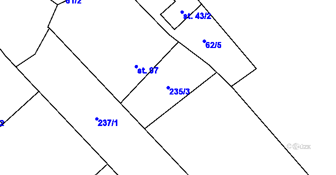 Parcela st. 235/3 v KÚ Tetčiněves, Katastrální mapa