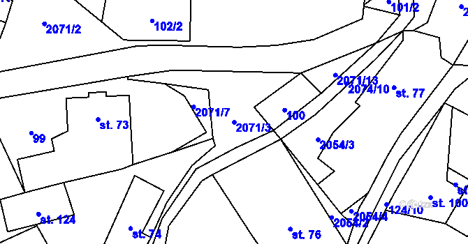 Parcela st. 2071/3 v KÚ Tetčiněves, Katastrální mapa