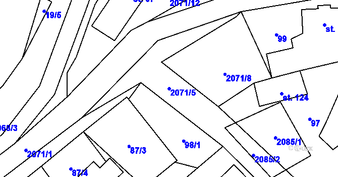 Parcela st. 2071/5 v KÚ Tetčiněves, Katastrální mapa