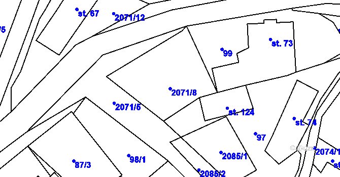 Parcela st. 2071/8 v KÚ Tetčiněves, Katastrální mapa