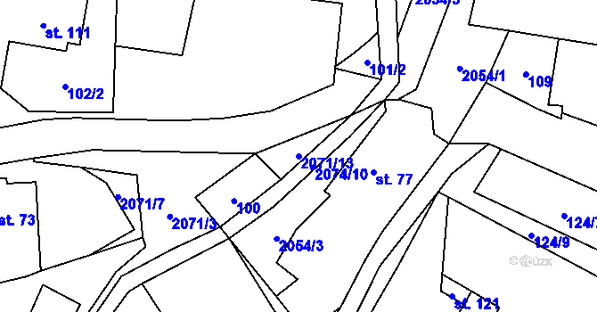 Parcela st. 2071/13 v KÚ Tetčiněves, Katastrální mapa