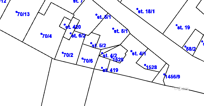 Parcela st. 4/2 v KÚ Tetín u Berouna, Katastrální mapa