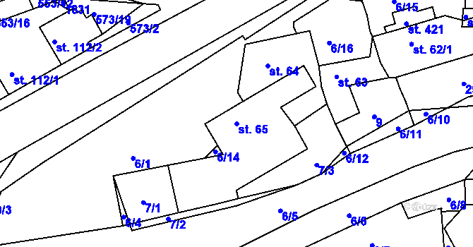Parcela st. 65 v KÚ Tetín u Berouna, Katastrální mapa