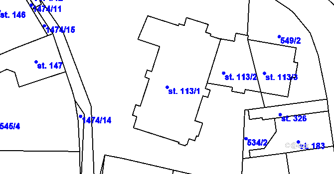 Parcela st. 113/1 v KÚ Tetín u Berouna, Katastrální mapa