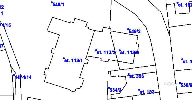 Parcela st. 113/2 v KÚ Tetín u Berouna, Katastrální mapa