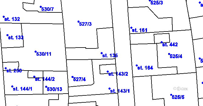 Parcela st. 135 v KÚ Tetín u Berouna, Katastrální mapa