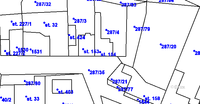 Parcela st. 154 v KÚ Tetín u Berouna, Katastrální mapa