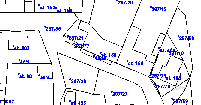 Parcela st. 158 v KÚ Tetín u Berouna, Katastrální mapa