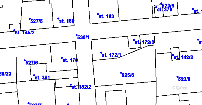 Parcela st. 172 v KÚ Tetín u Berouna, Katastrální mapa